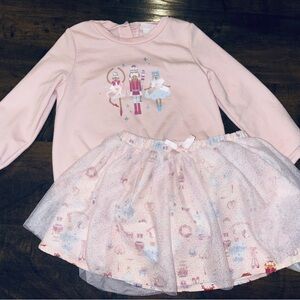 Little Lass Pink Long Sleeve Top and Skirt Set